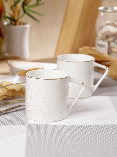 

CLAY CRAFT White 6-Pieces Printed Bone China Cups Set