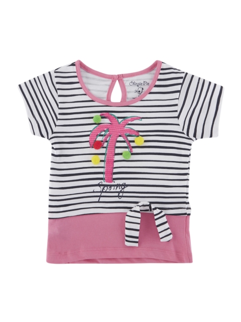 

Chirpie Pie by Pantaloons Girls White Striped Round Neck T-shirt