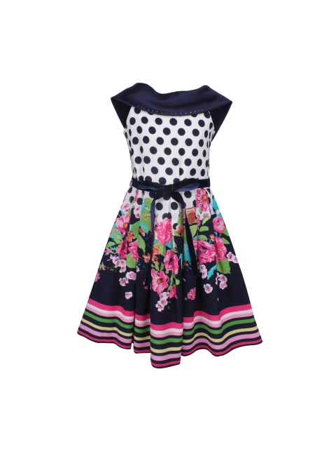 

CUTECUMBER Girls White Printed Fit and Flare Dress