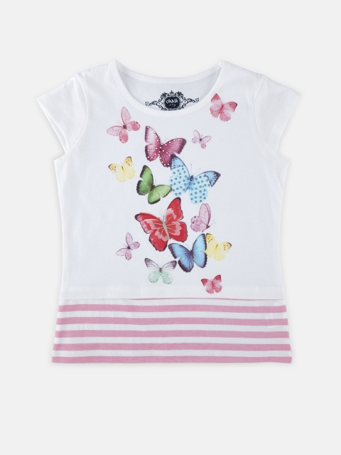 

CHALK by Pantaloons Girls White Printed Round Neck T-shirt