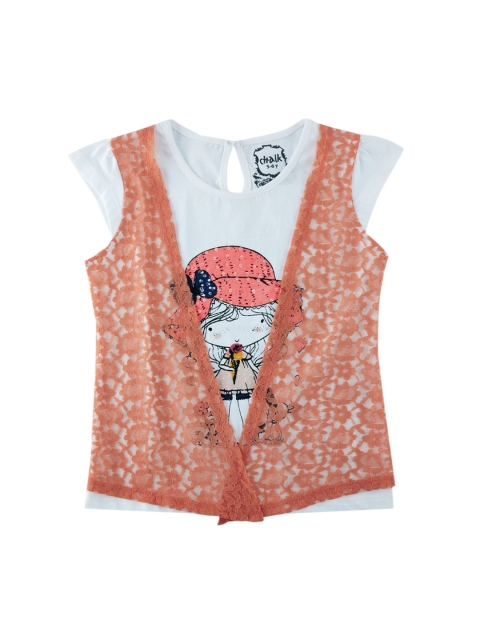 

CHALK by Pantaloons Girls White Printed Round Neck T-shirt