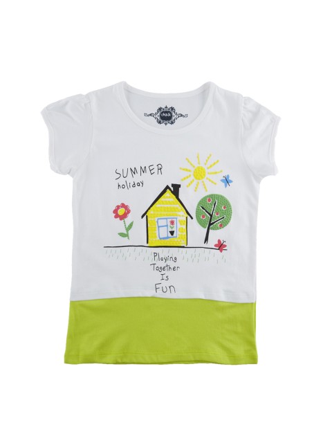 

CHALK by Pantaloons Girls White Printed Round Neck T-shirt