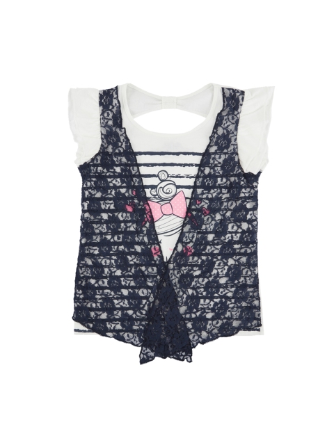 

CHALK by Pantaloons Girls Off-White Printed Round Neck T-shirt