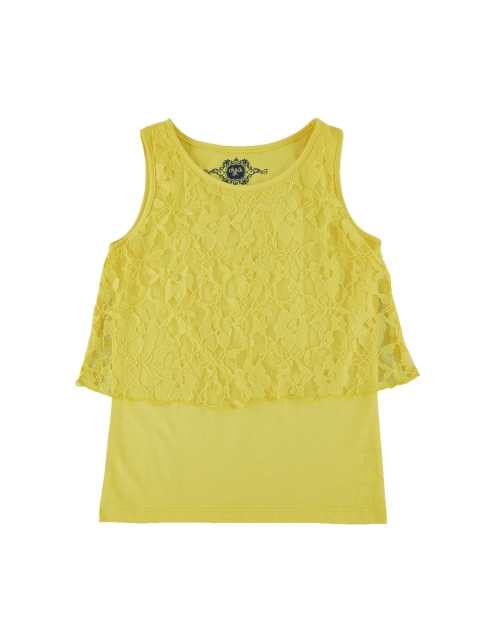 

CHALK by Pantaloons Girls Yellow Self Design Round Neck T-shirt