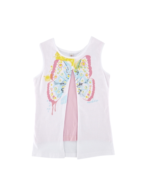 

CHALK by Pantaloons Girls White Printed Round Neck T-shirt
