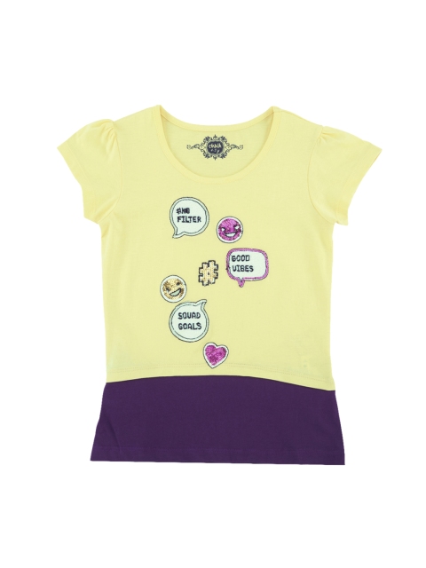 

CHALK by Pantaloons Girls Yellow Printed Round Neck T-shirt