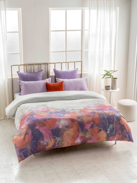 

DDecor Purple Abstract Flat 210 TC Cotton King Bedsheet with 2 Pillow Covers