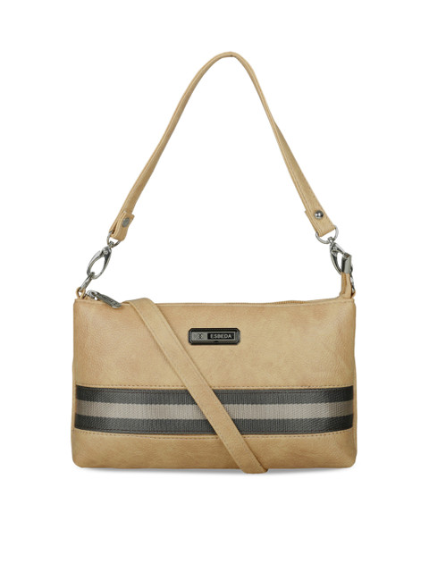 

ESBEDA Beige & Grey Striped Handheld Bag