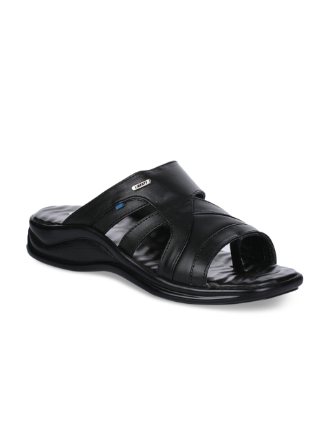 

Coolers Men Black Leather Comfort Sandals