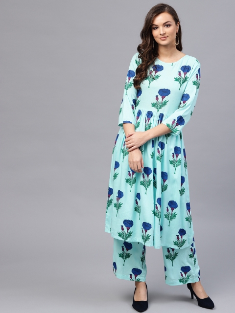 

SASSAFRAS Women Blue Printed A-Line Kurta