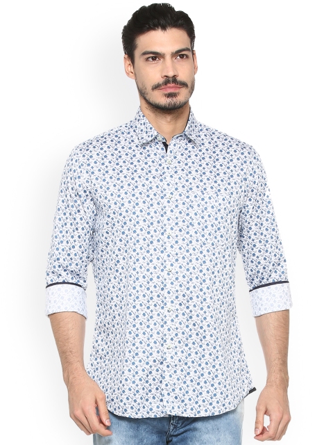 

Van Heusen Sport Men White & Blue Slim Fit Printed Casual Shirt