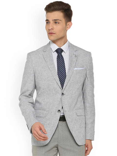 

Van Heusen Men Grey Solid Slim Fit Blazer