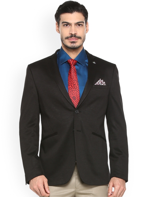 

V Dot Men Black Solid Slim Fit Blazer