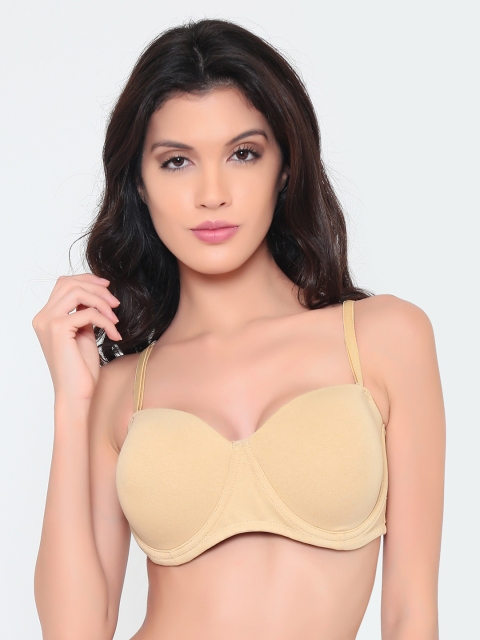 

laavian Nude Underwired Padded Strapless Bra with Detachable Multiway Transparent Straps