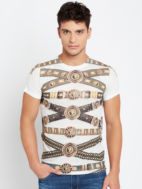 

Ushirts Men Off-White Printed Round Neck T-shirt