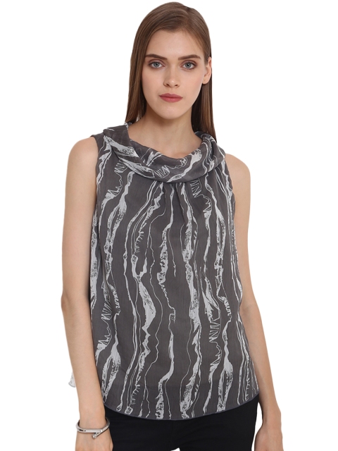 

PURYS Women Grey Printed Top