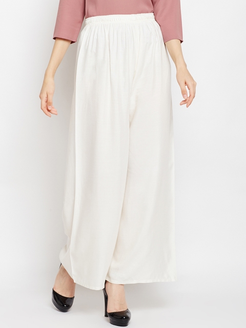 

AASK Women White Flared Solid Palazzos