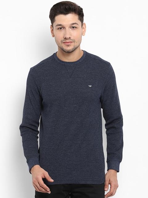 

Red Tape Men Navy Blue Self Design Round Neck T-shirt