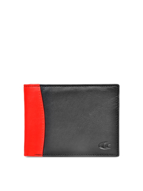 

Allen Cooper Men Black & Red Colourblocked Two Fold Wallet