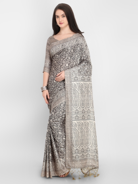 

Saree mall Off-White & Black Silk Blend Printed Saree