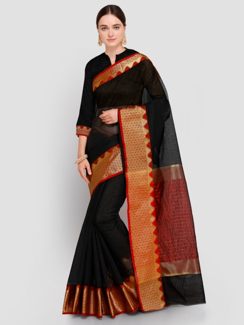 

Saree mall Black Art Silk Solid Chanderi Saree