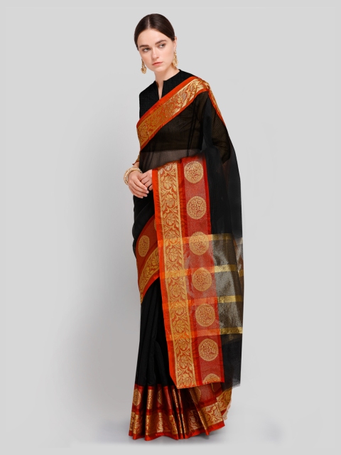 

Saree mall Black & Red Art Silk Solid Chanderi Saree