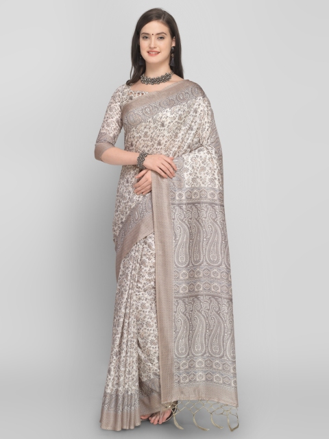 

Saree mall Cream-Coloured Printed Silk Blend Saree