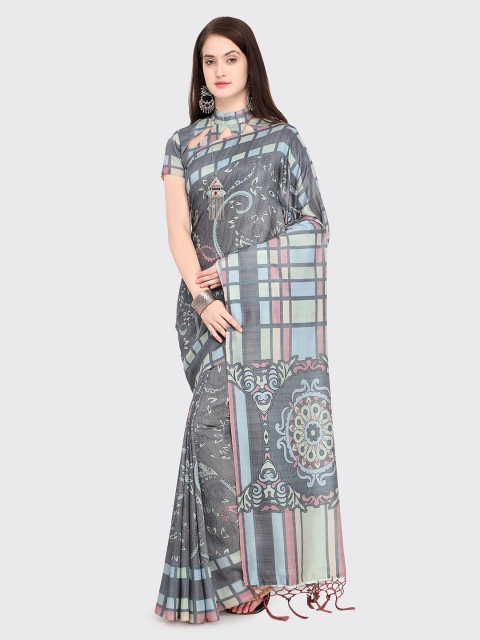 

Saree mall Grey Printed Silk Blend Saree