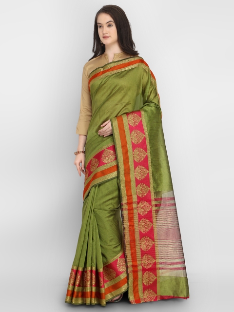 

Saree mall Green & Red Silk Blend Solid Banarasi Saree