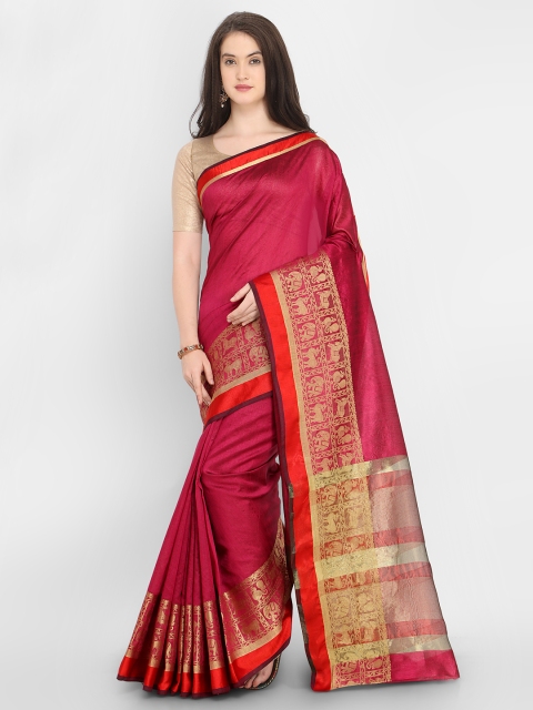 

Saree mall Pink Silk Blend Woven Design Banarasi Saree