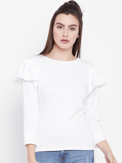 

THE SILHOUETTE STORE Women White Solid Top