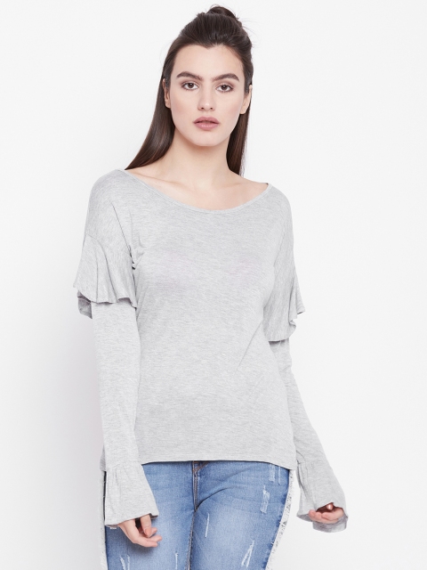 

THE SILHOUETTE STORE Women Grey Solid Top