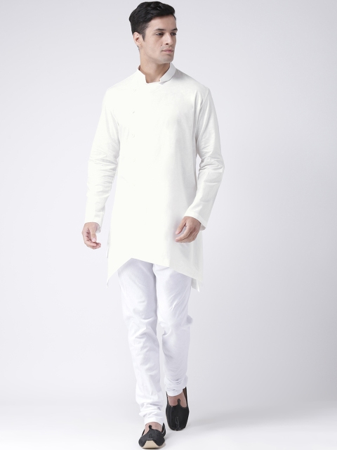 

DEYANN Men White Solid Asymmetric Straight Kurta
