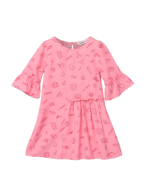 

Beebay Girls Pink Printed A-Line Dress