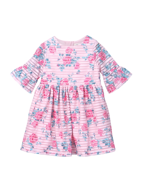 

Beebay Girls Pink Printed Fit and Flare Dress