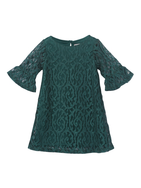 

Beebay Girls Green Self Design A-Line Dress