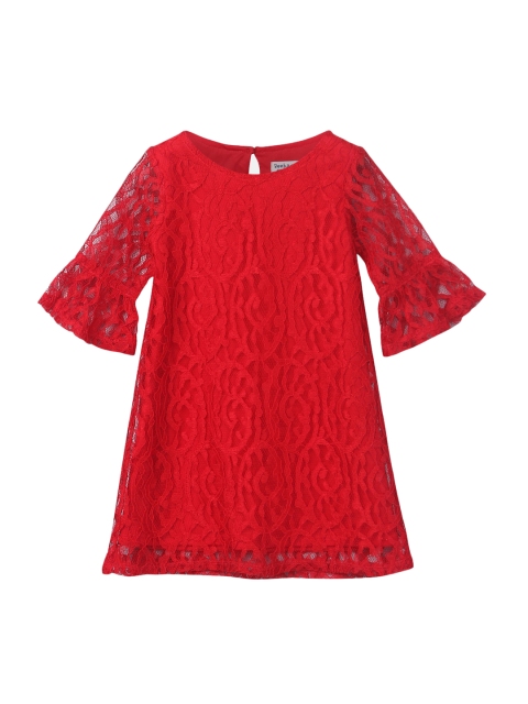 

Beebay Girls Red Self Design A-Line Dress