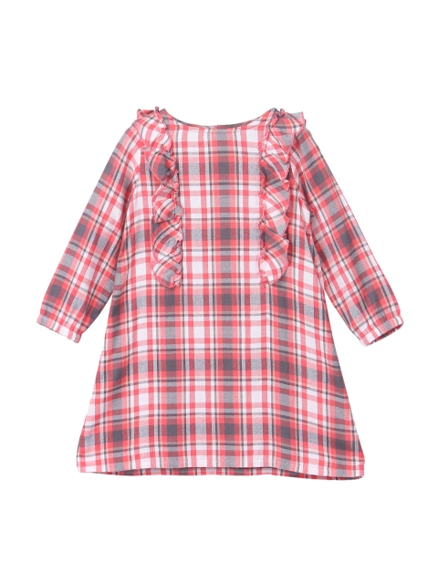 

Beebay Girls Pink & Grey Checked A-Line Dress