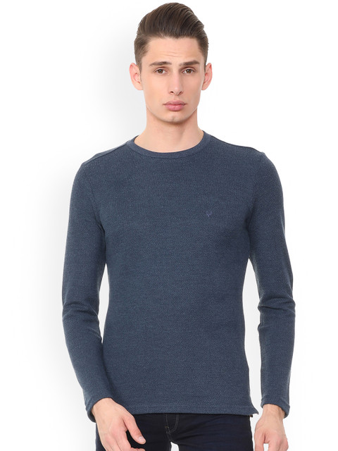 

Allen Solly Men Navy Blue Solid Round Neck T-shirt