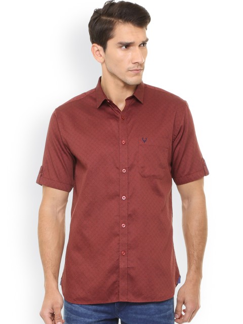 

Allen Solly Men Maroon Slim Fit Printed Casual Shirt