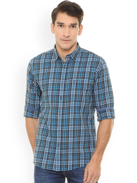 

Allen Solly Men Blue Regular Fit Checked Casual Shirt