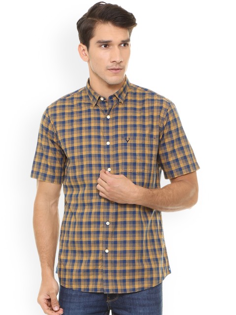 

Allen Solly Men Yellow & Blue Slim Fit Checked Casual Shirt