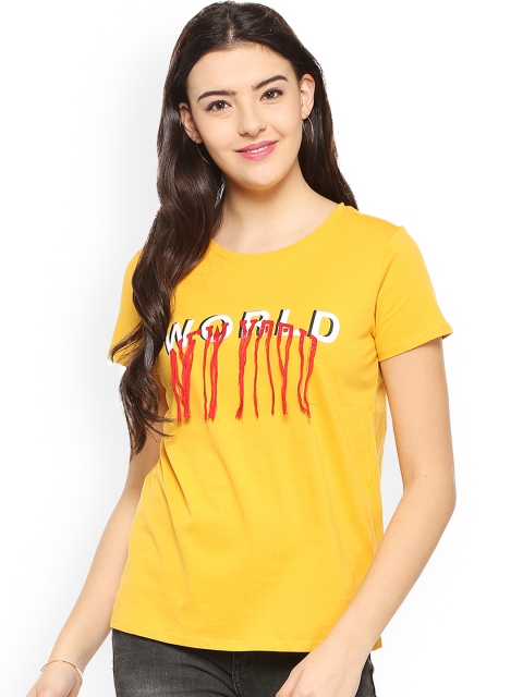 

People Women Yellow Printed Top
