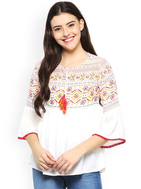 

People Women White Printed A-Line Top