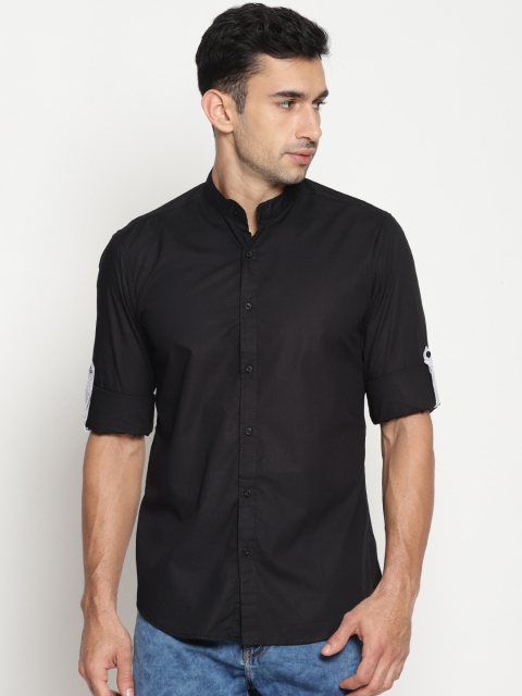 

IVOC Men Black Slim Fit Solid Casual Shirt