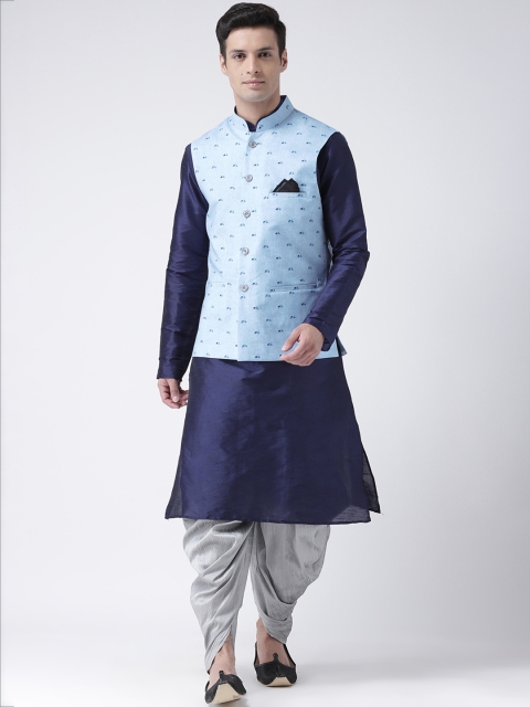 

DEYANN Men Blue & Navy Blue Printed Kurta with Patiala