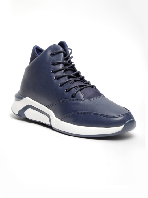 

LOCOMOTIVE Men Navy Blue Solid Mid-Top Sneakers