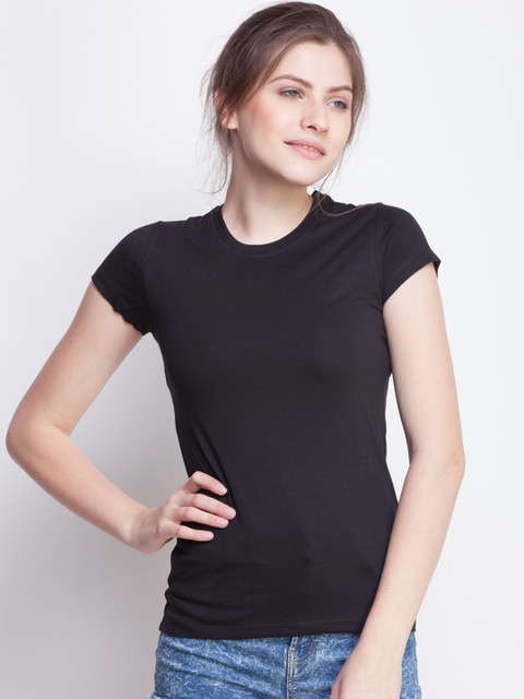 

Dollar Missy Women Black Solid Round Neck T-shirt
