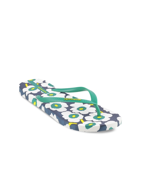 

Hotmarzz Women Green & White Printed Thong Flip-Flops