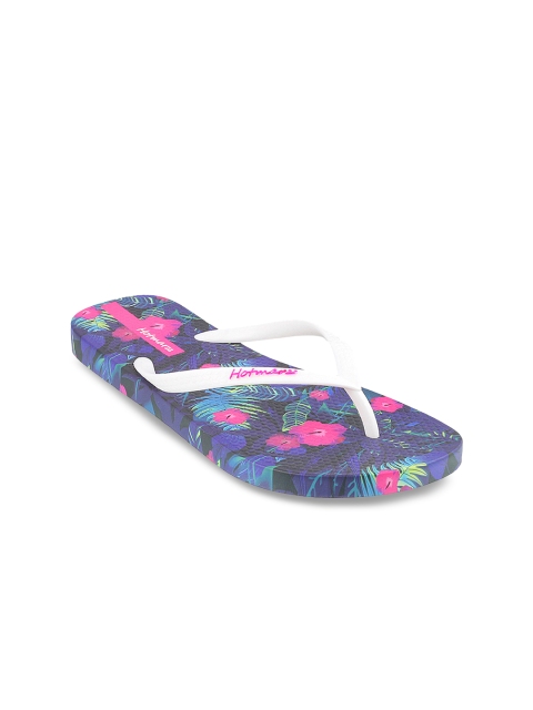 

Hotmarzz Women White & Navy Blue Printed Thong Flip-Flops